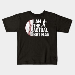 Funny Baseball - Actual Bat Man Kids T-Shirt